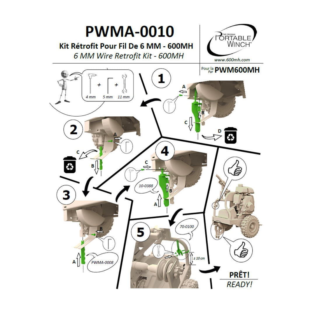 PWMA-0010 - Installation du kit de mise à niveau du guide fil de 6 mm